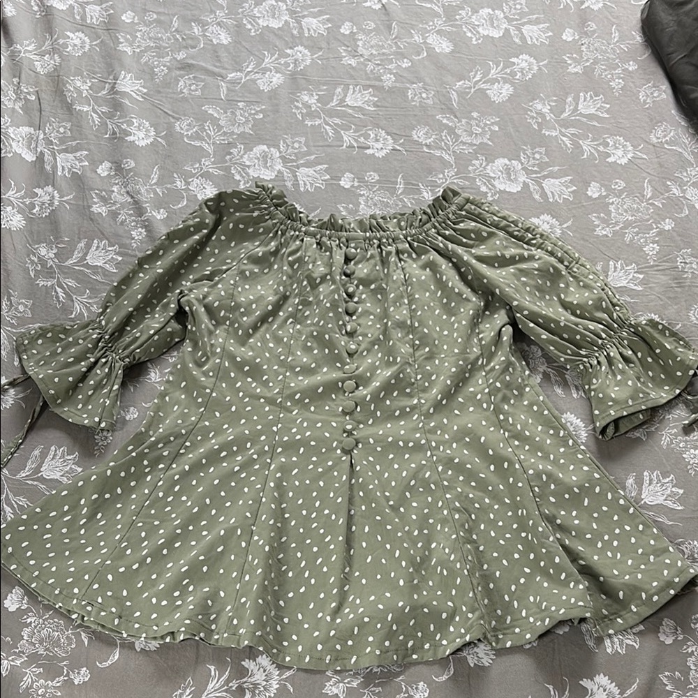 Green Polka Dot Women's Top